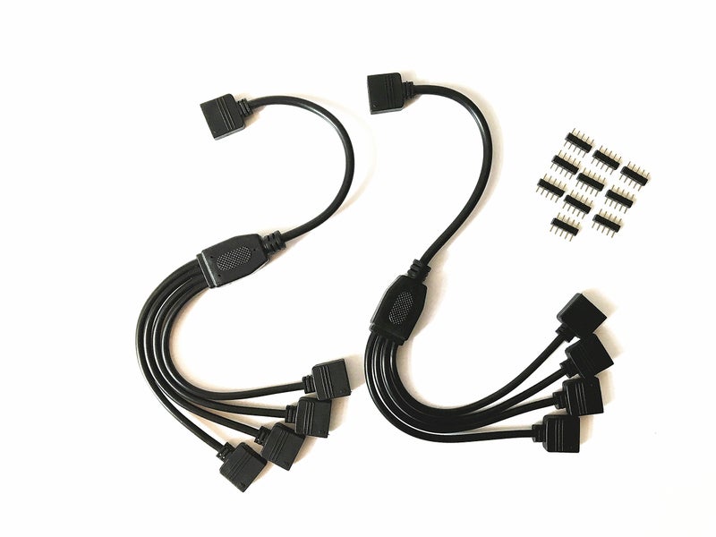 HUALAND 2pcs Pack Black 1 to 4 Splitter Cable Connection Cable 5 Pin Splitter Cable LED Strip Connector 4 Way Splitter Y Splitter for One to Two 5050 3528 RGBW LED Light Strip - Image 1